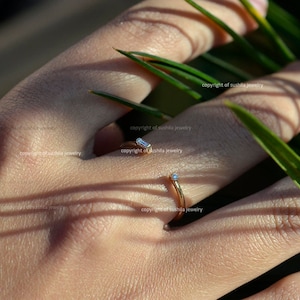 Genuine Baguette Diamond Ring, 14K Gold Diamond Cuff Ring, Diamond Wedding Band Ring, Minimalist  Dainty Ring Handmade Fine Jewelry