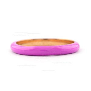 Anello in smalto rosa, anello a fascia impilabile in oro giallo massiccio 14 carati, anello in smalto personalizzato minimalista, regalo di compleanno per lei. Disponibili tutti i colori dello smalto.