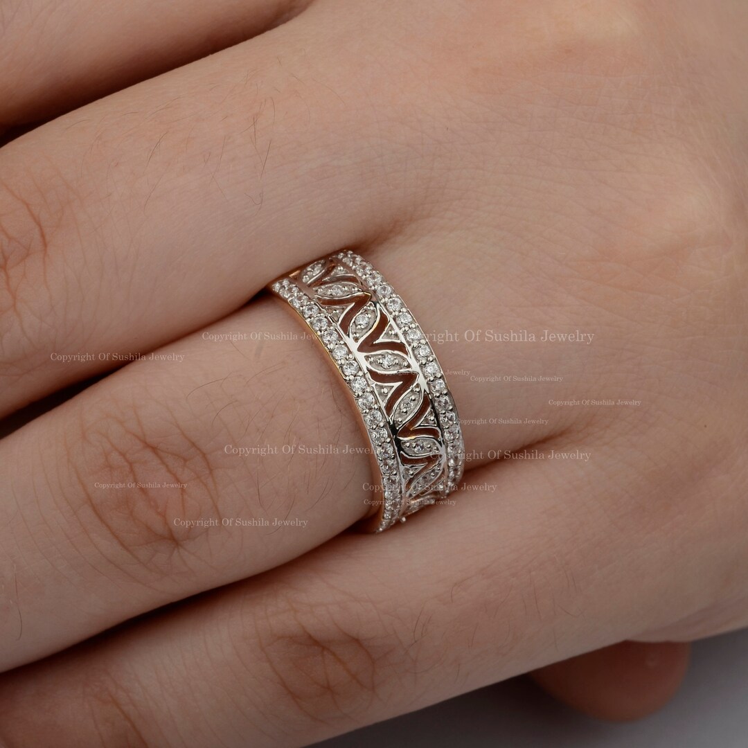 Handmade 14K Rose Gold Art Deco Diamond Wedding Ring (0.82 Ct.) - Etsy
