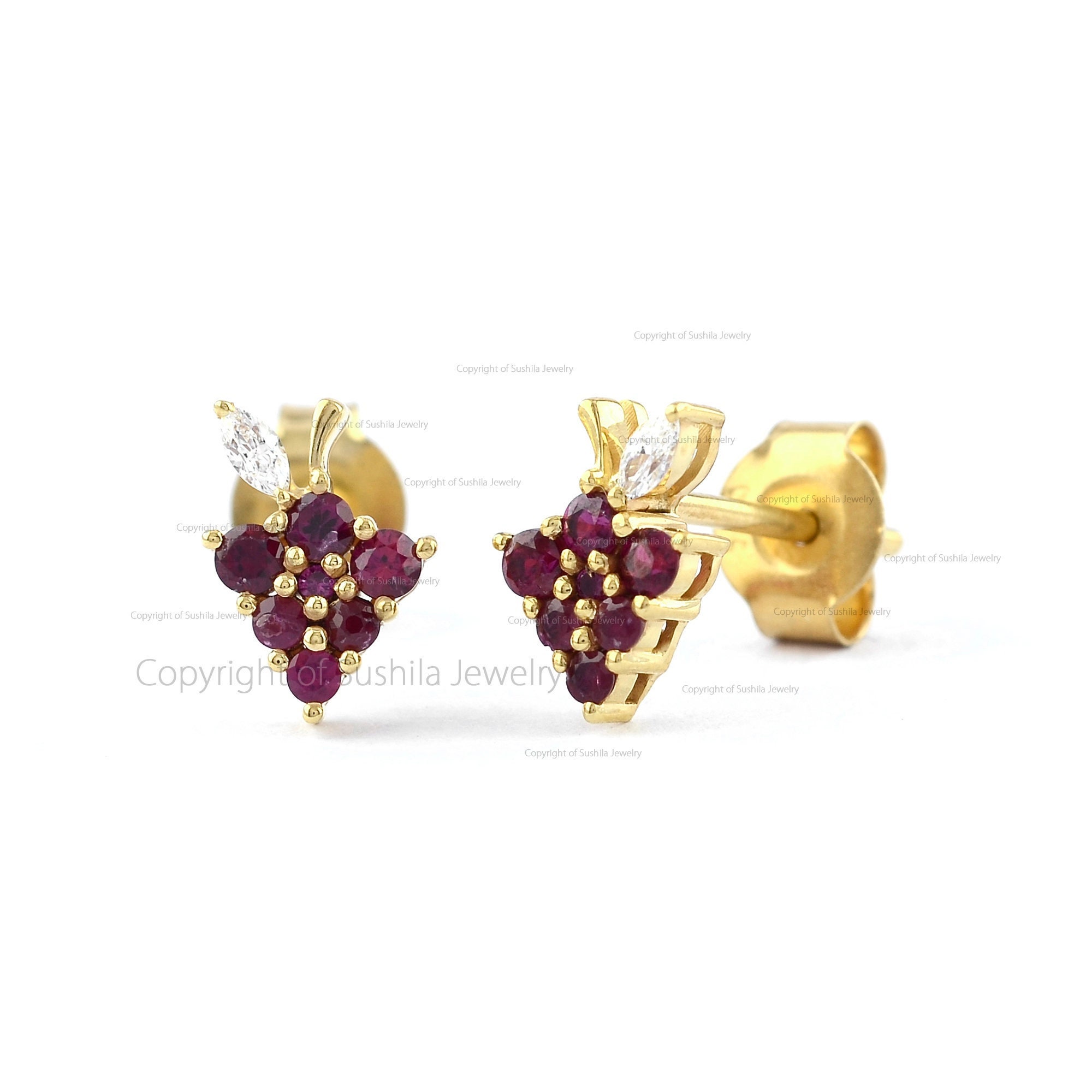 Grapes design gold best sale earrings