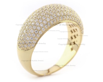 Pierścionek z kopułą z żółtego złota 18K z diamentami: pierścionek z wyrazistym wzorem o masie 1,63 ct