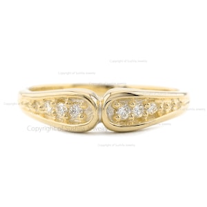 Natural Diamond Ring in 14K Gold, Diamond Stackable Ring, Gold Diamond Wedding Band, Brilliant Cut Diamond Ring, Handmade Jewelry