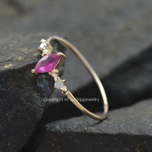 Ruby and Diamond 14k Yellow Gold Wedding Band Ring