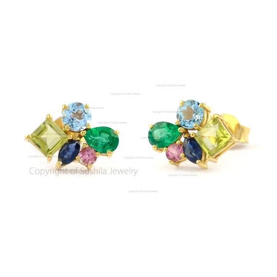Multi stone stud earrings online