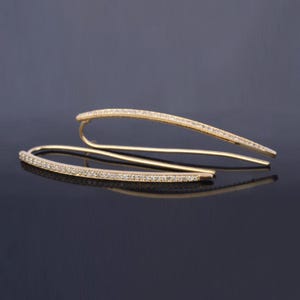 14Kイエローゴールド ダイヤモンドバー イヤーカフ スレッダーイヤリング