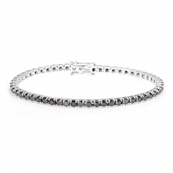 Natural Genuine 2.5 Ct. Black Diamond Tennis Bracelet Solid 14K White Gold Jewelry Wedding Anniversary Gift Jewelry Certified Etsy Canada