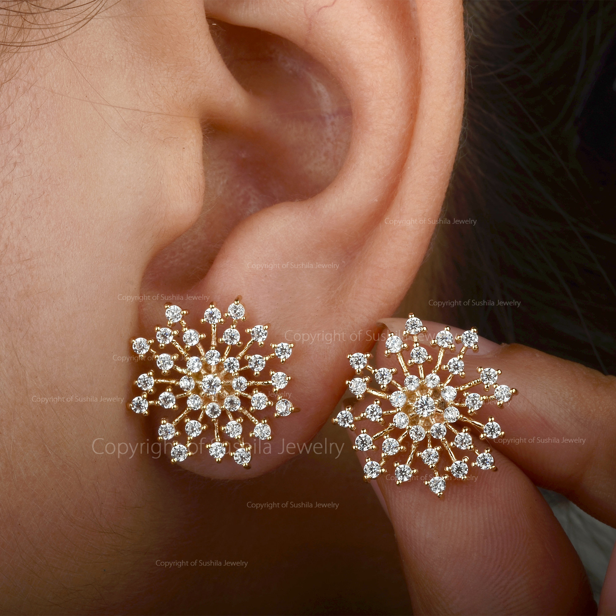 Snowflake earrings diamond best sale