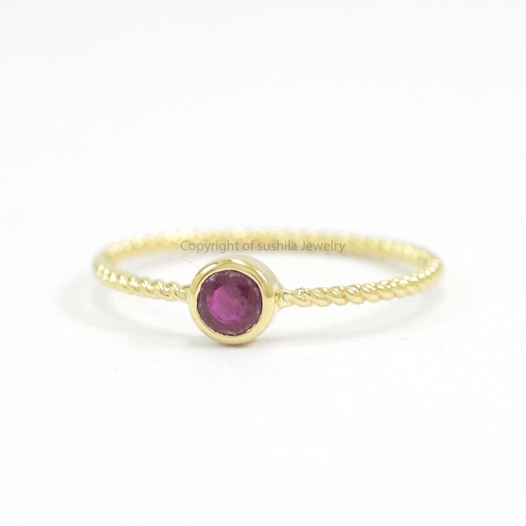 handmade ruby stone stacking ring delicate... 14k Yellow Gold Ruby Ring: Handmade Minimalist Stacking Band - Etsy