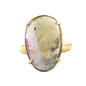 October Birthstone Ring/ Bi Color Tourmaline Ring By Sushila Jewelry/ Natural Watermelon Tourmaline Ring/ 14K Gold Anniversary Ring Gifts