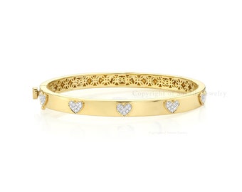 アクセサリー DOLCE&GABBANA Heart stone Gold Bangle 14K Gold Diamond Heart Bangle Bracelet: Natural Diamond Cluster - Etsy