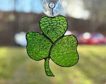 Stained Glass  Light Green Shamrock Suncatcher, Irish Gift, Good Luck Gift, Birthday Gift,St. Patty's Day