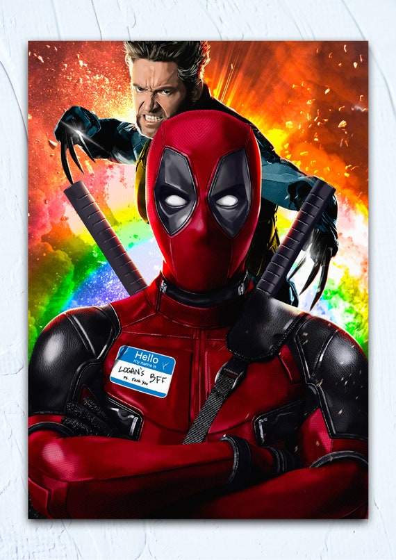 Quadro Decorativo Deadpool 3 Logan Wolverine Poster 33x43cm