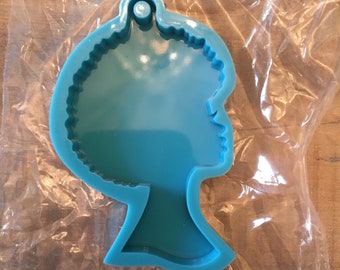 Afro girl keychain mold
