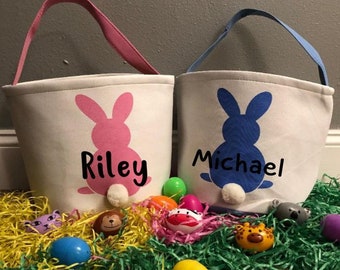 Easter Basket for Kids - Personalized Easter Basket - Canvas Easter Basket - Easter Bunny Basket - Easter Bucket - Easter Egg Hunting Basket