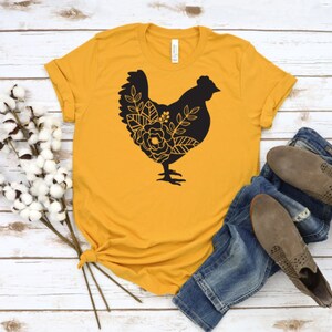 Floral Chicken Graphic Tee - Women's Tee - Women's Farm Shirt - Chicken Lover Shirt - Women's Chicken Shirt - Farm Tees - Women's T-Shirt