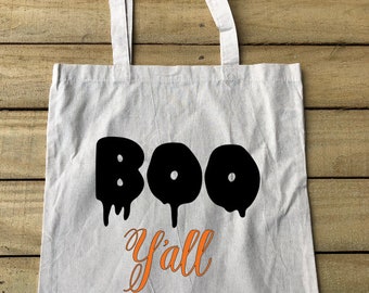 Halloween Trick or Treat Personalized Canvas Tote Bag, Personalized Trick or Treat Bags, Personalized Halloween Bags for Kids