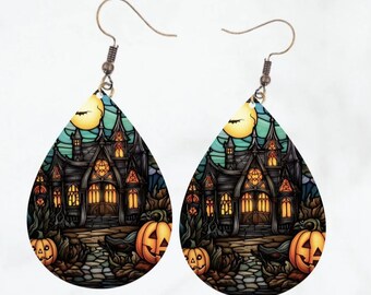 Pumpkin Earrings - Tear drop Earrings - Halloween Earrings - Halloween Jewelry - Halloween Earrings Dangle - Drop Earrings - Halloween Gift