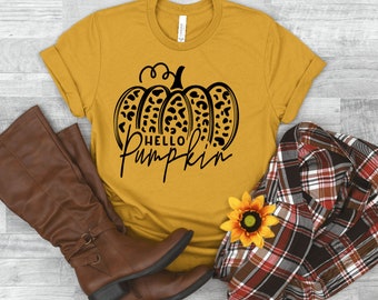 Fall Shirts - Hello Fall Shirt - Thanksgiving Tee - Leopard Pumpkin Tee - Cute Fall Shirts - Fall Graphic Tees - Women's Fall Tees