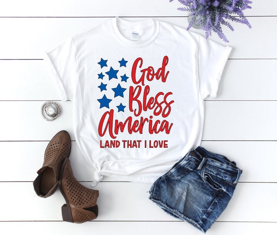 God Bless America Womens Graphic Tees Stars and Stripes | Etsy