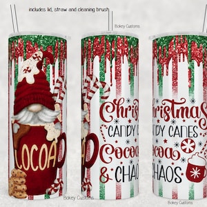 Hot Cocoa Tumbler - Christmas Gift Ideas - 20oz Skinny Tumbler with Lid - Christmas Tumbler with Straw - Christmas Tumbler Gifts for Her