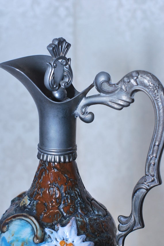 Vintage hand painted italian wine decanter Etsy