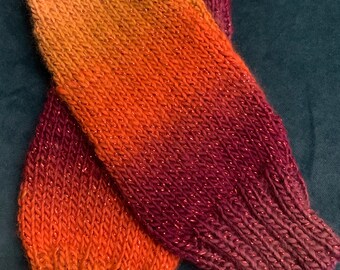 Knitted Wrist Warmers* Ombré * Autumnal *Fingerless* Sparkle Thread* Warm