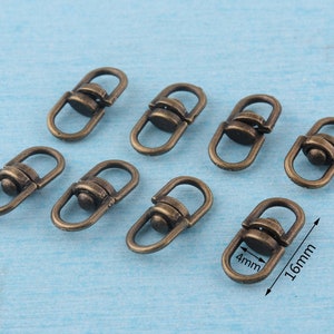 50 Antique Brass Swivel Snap Hooks: Keychain Hardware (4x16mm)