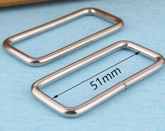 4 pcs 2" silver rectangle adjuster buckle,51mm metal non-welded rectangular ring,iron belt buckle for bag webbing strap accessories