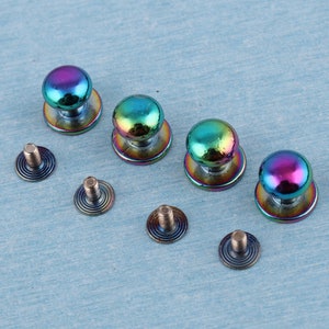 Rivetti a vite arcobaleno in metallo, borchie a vite da 10 mm, perni a rivetto avvitato a testa rotonda rivetti a vite a testa rotonda rivetti a bottone con schienale a vite