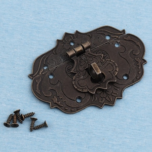 78*56mm Antique Brass Wooden Box Lock Latch Jewelry Box Catches and Latch Gift Box Latches Ancient Chest Wooden Box Hasp Hardware Supplies