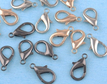 10 Alloy Lobster Clasps: Metal Snap Hooks for Jewelry Making