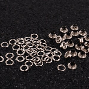 100pcs metal eyelet with washer,4mm(3/16&#39;&#39;) inner hole round eyelets grommets ,silver eyelets for diy garment bag sewing accessories