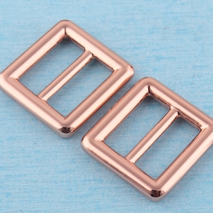 Rose Gold Metal Adjuster Slide Buckle: 19mm Bag Strap Fastener