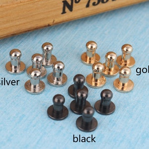 30sets rivetti a vite,4mm borchie a vite metalliche,rotonde testa avvitata borchie per mestiere borsa fai da te, argento / nero / oro per la vostra scelta