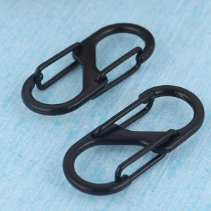 Black Alloy Dual Gated Carabiner Clip: Rock Climbing Keychain (20pcs)