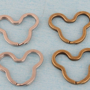 Mickey Mouse Keychain Rings: Silver & Bronze Metal Key Fob (10pcs)