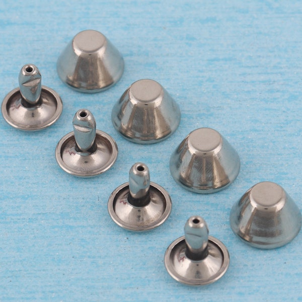 50 sets silver bucket rivets,10mm double cap metal rivet,leather craft decorative rivet jeans studs fastener spikes,bucket cap rapid rivets