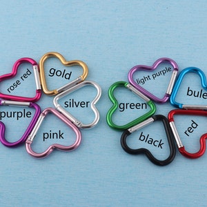 10pcs Heart Carabiner Clips: Multicolored Aluminum Snap Hooks (44mm)
