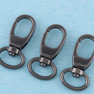 Black Swivel Snap Clasps: Metal Lanyard Hook, Purse Hardware (10pcs)