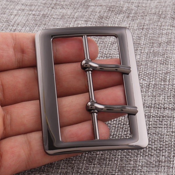 2pcs double pin belt buckle,gun metal/gold rectangle shaped center bar buckles, strap buckle for belt accessories