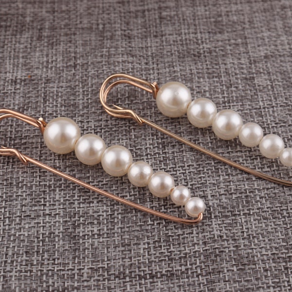 Pearl safety pin,75*14mm pearl brooch pin,gold shawl pin and scarf pin for women jewelry,sewing safety pins supplies