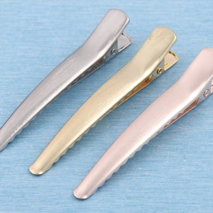 Light Gold Alligator Hair Clips: Metal Hair Accessory Blanks (10 pcs)