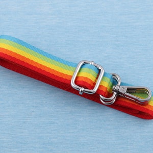 Rainbow Striped Nylon Bag Strap: Adjustable Crossbody Replacement (25mm)