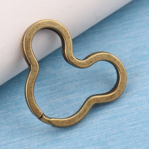 10pcs Antique Bronze Mickey Mouse Keychain Rings: DIY Key Fob Supplies