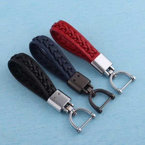 leather key chain,110 mm braided leather key fob leather key clip personalized key chain for Men or Women