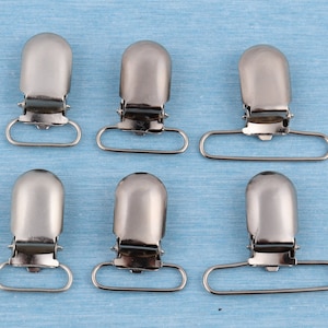 Silver Metal Suspender Clips: Pacifier Dummy Clips (20mm/25mm/38mm)