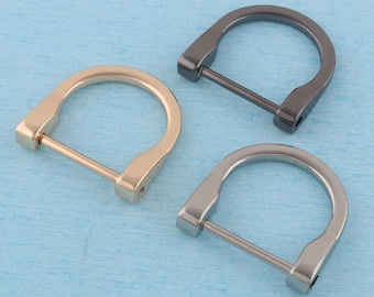 1" metal horseshoe d ring,25mm inner alloy screw in shackle d ring,metal u shape screw d buckles strap loop for leather craft purse keychain