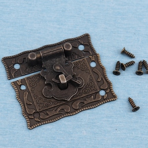 51*42mm Antique Brass Wooden Box Lock Latch Jewelry Box Catches and Latch Gift Box Latches Ancient Chest Wooden Box Hasp Hardware Supplies