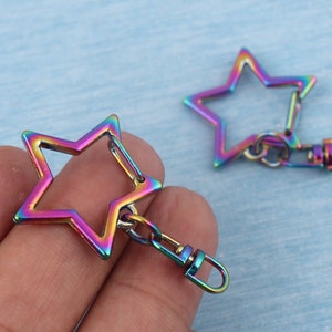 Rainbow Star Swivel Snap Hook: 9mm Alloy Lanyard Clip (4-10pcs)