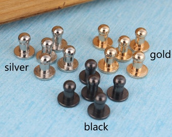 30sets screw rivets,4mm metal screw studs,round head screwed belt studs for DIY purse leather craft,silver/black/gold for your choice